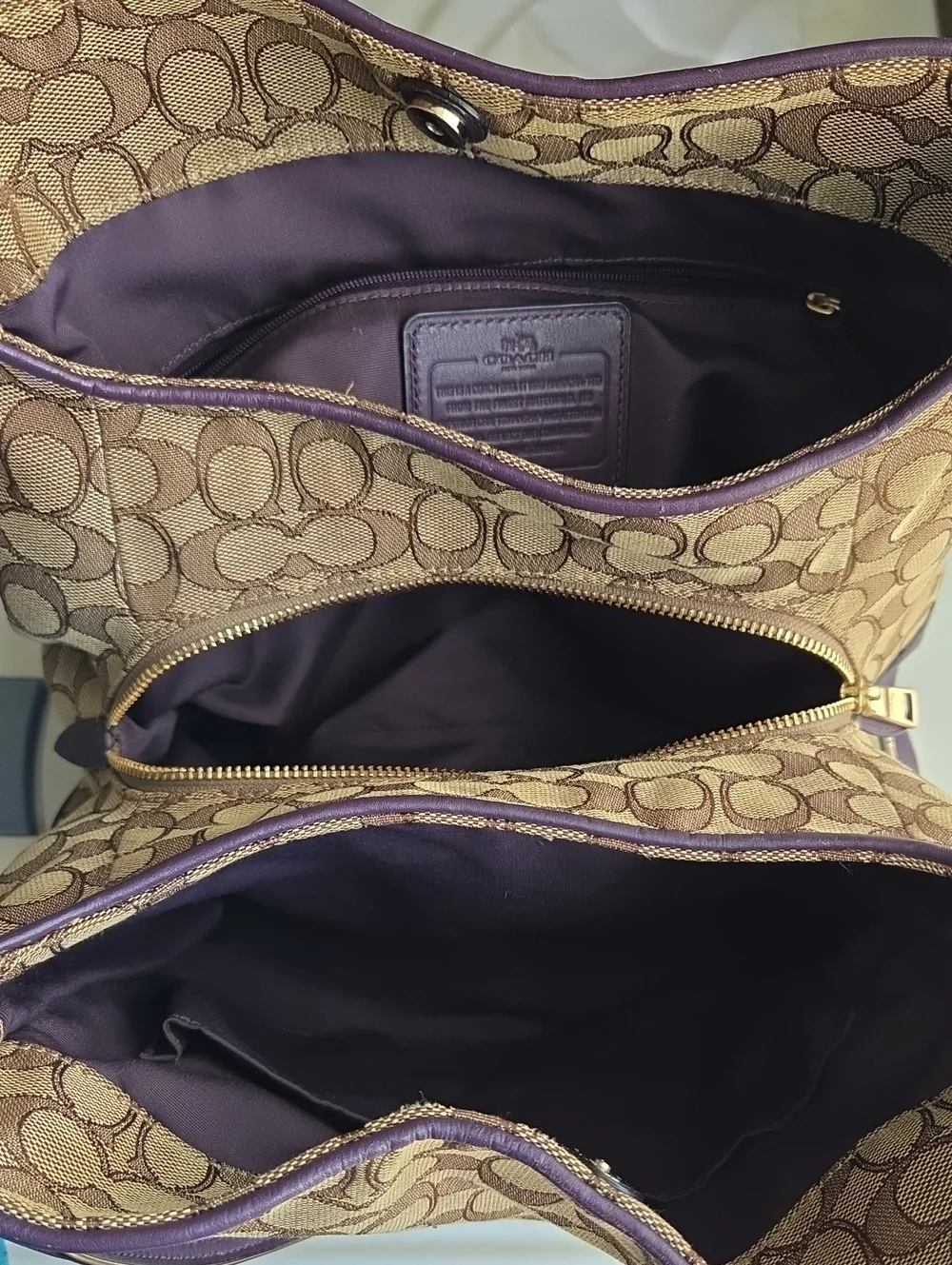 Coach Phoebe RARE Monogram Shoulder Bag Brown And Purple